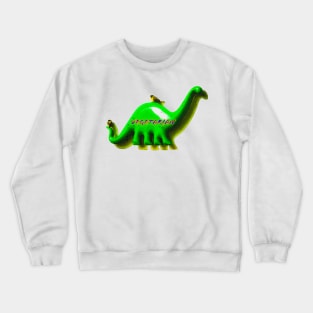 Fun green Retro Dino and birds with a shadow - vegetarian Crewneck Sweatshirt